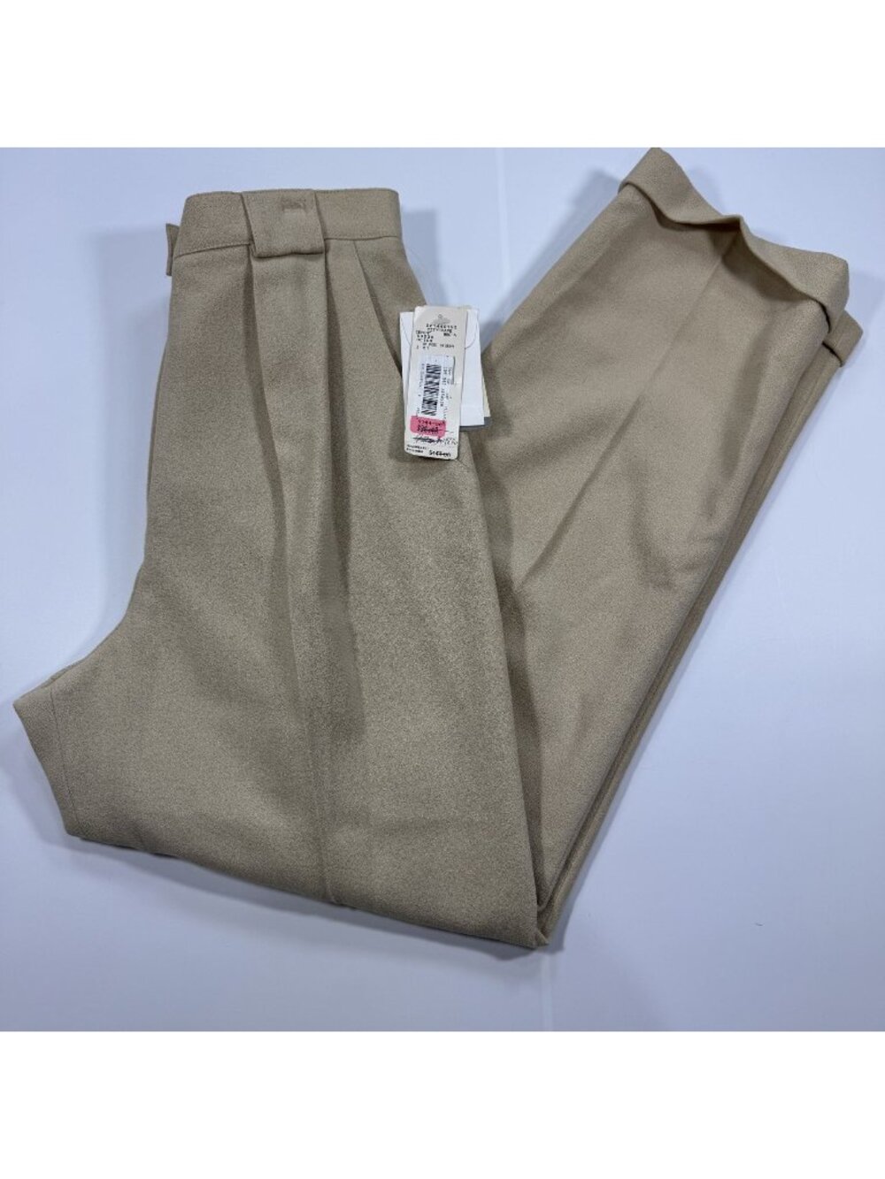 VTG 90s Jones New York Wool Trousers Womens 8 USA Pleated High Rise Pants Tan